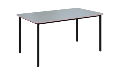 JSBR 150N Jídelní stůl 1500 x 900 mm, deska šedá s hranou pastelově růžová / podnož černá